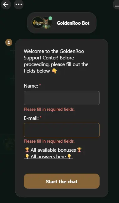 GoldenRoo Account support