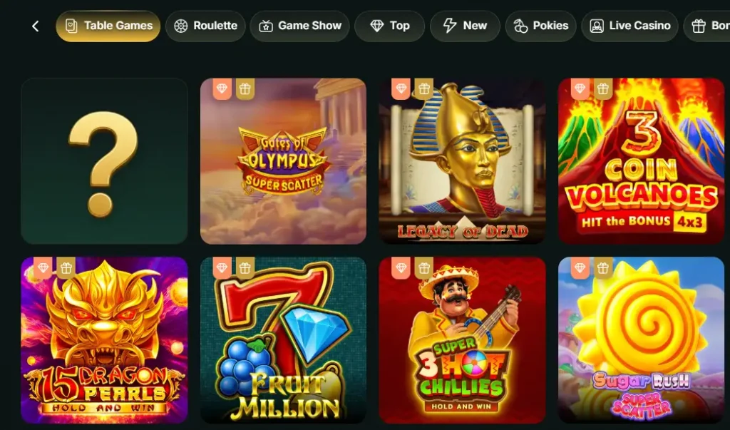 GoldenRoo Casino table games